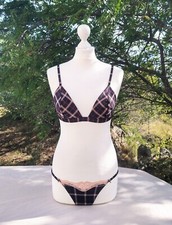 Ensemble Victoria's Secret bralette noir-carreaux satin, taille M/S