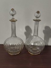 2 carafes Legras Montjoye modèle Yquem cotes venitiennes et or service vin eau 