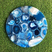 12 " Rond Bleu Agate de Table
