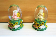 Lot de 2 boules à neige LAPIN décor Tournesol