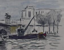 Albert Lepreux (1868-1959) (57) - aquarelle - Paris (la Seine)