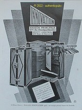 PUBLICITE INNOVATION MALLE ARMOIRE EVENTAIL PORTE HABITS BAGAGERIE DE 1928 AD