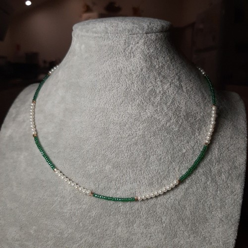 Collier perle verte - collier,