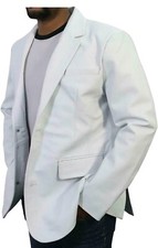 Blazer en cuir blanc pour