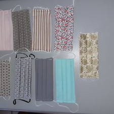 9 Masques protection anti postillons Tissu 100% Coton Lavable artisanal Neufs