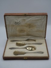 BEAU SERVICE A HORS D OEUVRES 4 PIECES ARGENT MASSIF POINCON MINERVE ART NOUVEAU