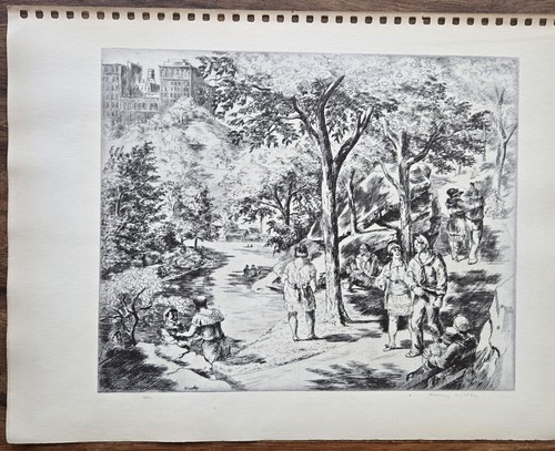 Quiet day 1939 lithograph - day",