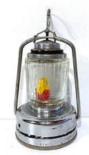 Ancienne Lampe Lanterne Veilleuse Oiseau en Métal et Verre Marque Rose