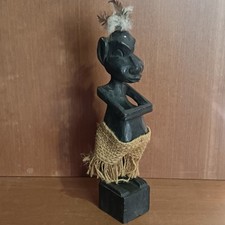 Statue Femme Enceinte En Bois Sculpté, Sculpture Femme Africaine,Kenya, 38cm