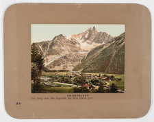 France, Vallée de Chamonix, Les Praz et l’Aiguille du Dru Vintage photochrom, 