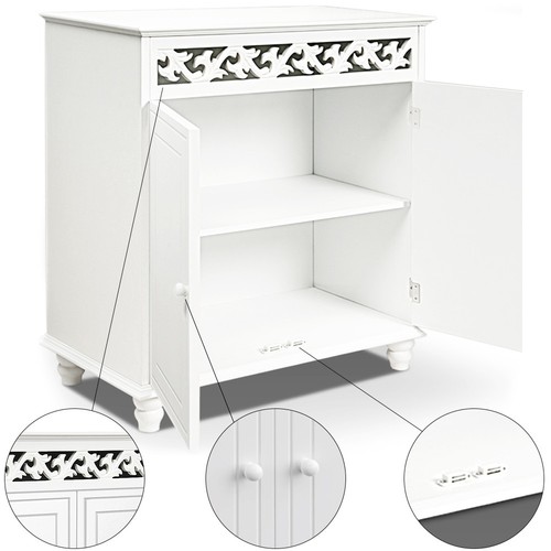 Commode bois vintage blanc - en,