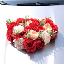 1set Fleur Artificielle Voiture Mariage Décor Kit en Forme de Cœur Guirlande Arc