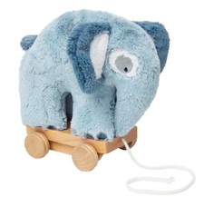 Sebra Jouet à Tirer Peluche Éléphant Nuages Bleu Sur Rouleaux Animaux à en Bois