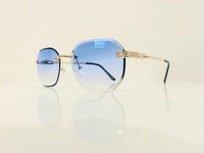 Lunette De Soleil Mixte Percée Dorée  Verres Bleus  Dégradés Cat 1