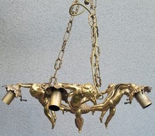 Antique lustre lampe suspension plafonnier anges angelots chérubins puttis