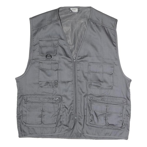 Gilet utilitaire zippé gris - gilet,
