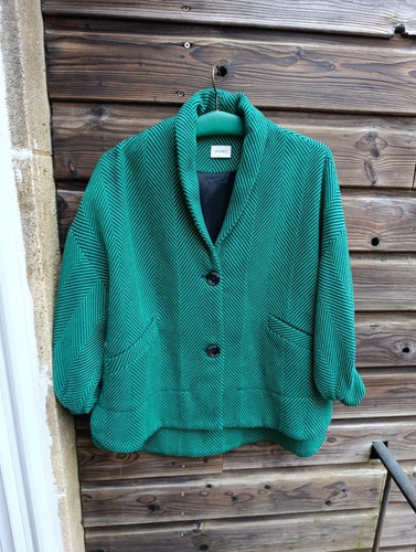 Manteau court rayures vert - court,