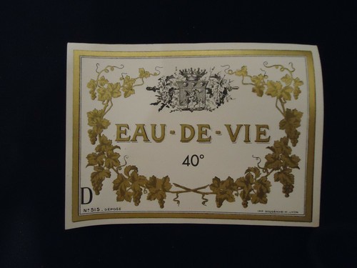 Etiquette ancienne eau vie - de,