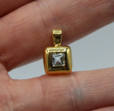 Ancien Pendentif en Or Jaune 18K 750 Orné d'une Aigue-Marine