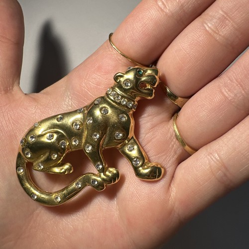 Broche panthère dorée avec - panthère,