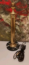 Ancien Grand Pied De Lampe En Laiton Et Marbre 42 Cm