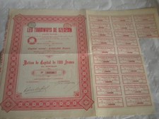 Vintage share certificate Stocks Bonds Action Les Tramways de Szegedin 1907