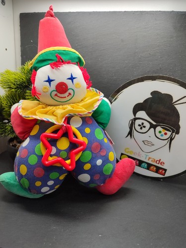 Doudou clown bleu vert - , rouge