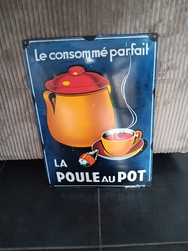 Plaque emaillee poule au - poule,