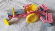 MINIATURE TRACTEUR + DISQUE CHARRUE PLASTIQUE COULEUR PASTEL JOUET BAZAR PRESSE