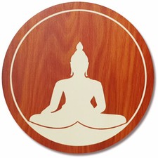 Bouddha sur Bois Décoration Murale Grand Porte-Bonheur Idée Cadeau Valentin