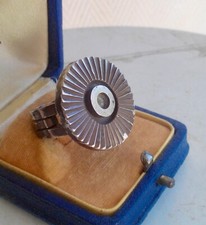 Bague moteur en argent signée Jean Despres  et poinçon d' orfèvre