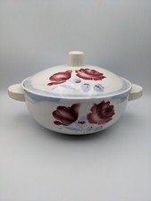 soupière ou légumier en faïence décor Alesia Digoin Sarreguemines fleurs roses