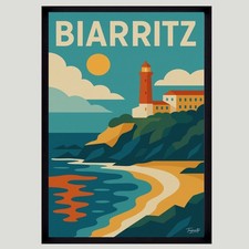 Affiche Poster mural BIARRITZ Taille A3 ou A4 Sans Cadre