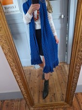 Grand écharpe tricot bleue Joseph laine et cachemire