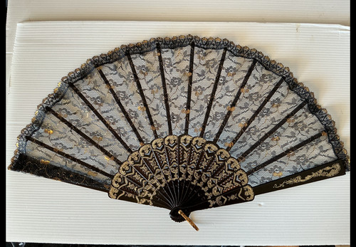 Eventail marron dentelle - marron,