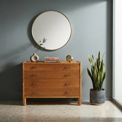 Commode vintage chêne laiton - commode,