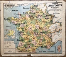 ✶RARE✶ Ancienne carte scolaire Vidal-Lablache 4, 1940 - France départements
