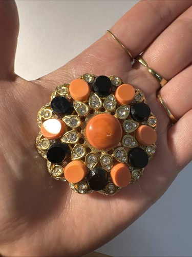 Broche fleur dorée corail - broche, ?