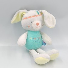 Doudou lapin gris bleu jaune indien SUCRE D'ORGE - 35961