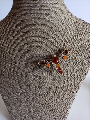 Broche libellule ambre - broche,