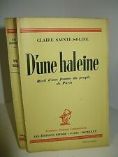 CLAIRE SAINTE-SOLINE D'UNE HALEINE 1935 EO 1 des 25 EX. /Pur Fil RIEDER FEMINISM