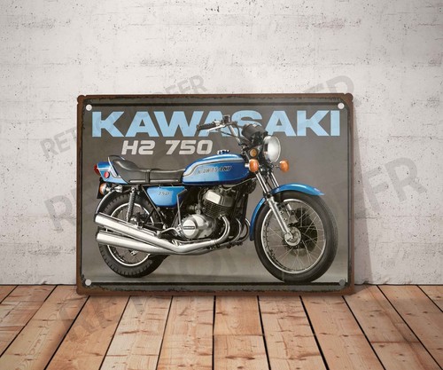 Plaque métal vintage kawasaki - métal,