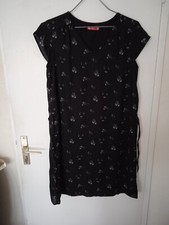 Robe Tissaia Basics T 40 Fleurie Fond Noir Petites Manches