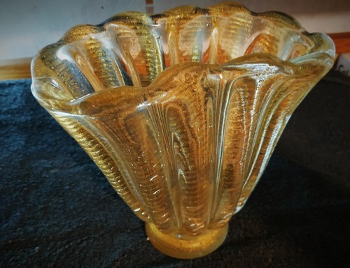 Vase murano torsadé - torsadé, or