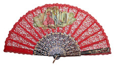 Ancien éventail Espagnole dentelle fils d'or peinture danse Espagne bakélite ?