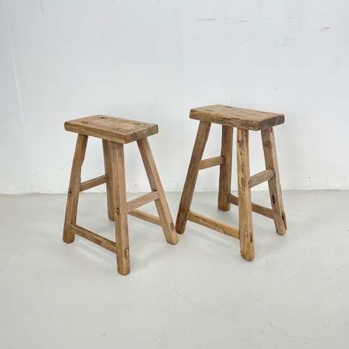 Paire tabourets bois - en,