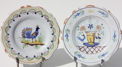 Paire soucoupes faience - soucoupes,