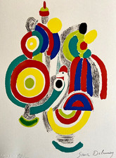Sonia Delaunay Lithographie, COA Originale Signée Op Numérotée Certifiée