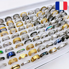 ✅Lot 20 Bagues Chevalière Anneaux Femme Homme Acier Inox Mélange Style et Taille
