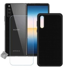 Housse etui coque pochette silicone gel Sony Xperia 10 III + verre trempe - NOIR